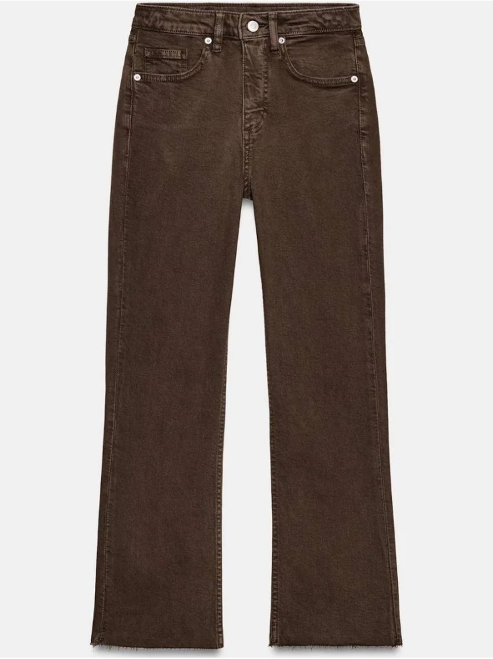 Zara Trf High-Waist Cropped Flare Jeans - Brown